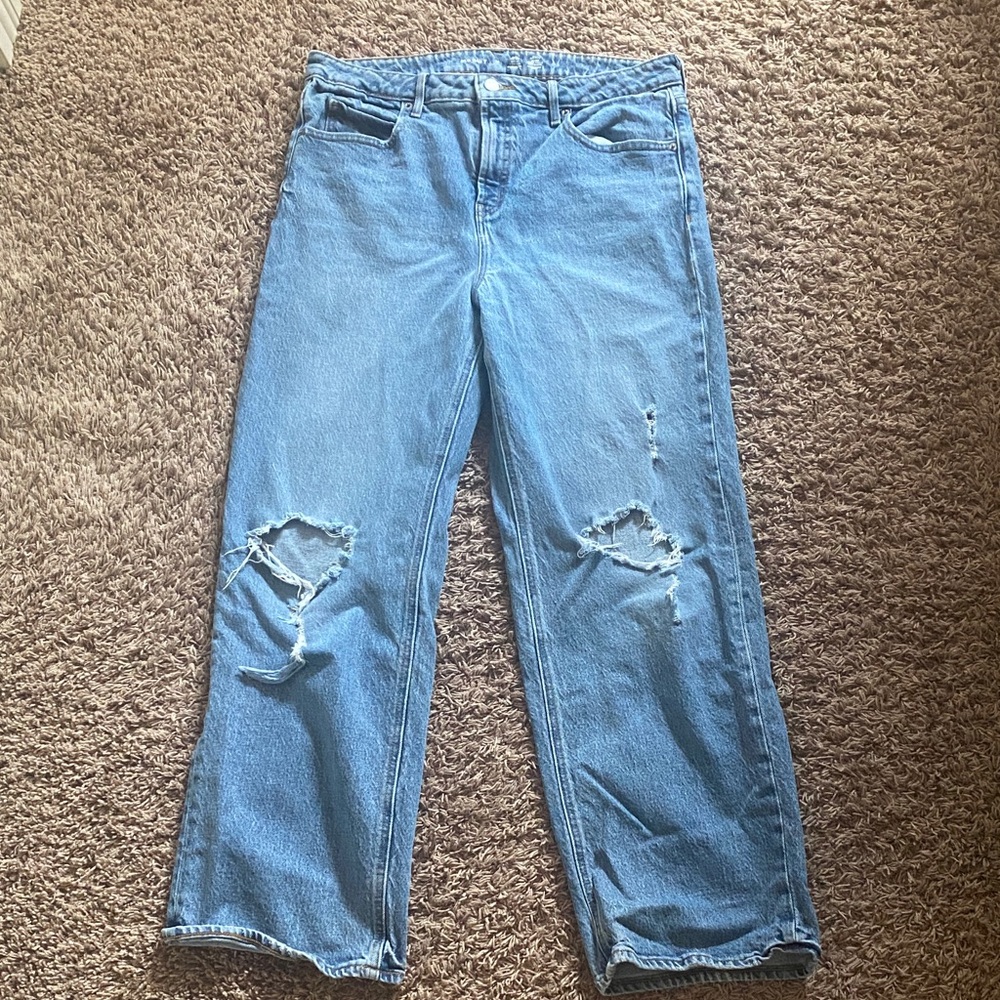 Old Navy Women's Light Blue Sky-Hi wide leg Jeans